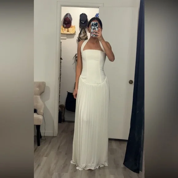 meshki wedding dress Slip Off Shoulder Bias A Line Maxi Dress main image 1